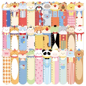 Cute Cartoon Animal Circus Paper Bookmarks With Ruler Function Creative Student Reading Page Markers Stationery Gift