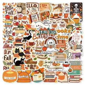 Bookish Fall Cartoon Stickers Cute Waterproof PVC Decals for Luggage Laptop Aesthetic Stationery Decorative Stickers