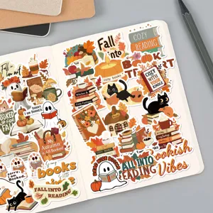 50pcs bookish fall stickers autumn aesthetic vinyl decals for laptop journaling water bottle