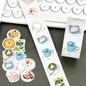 Cute aesthetic decorative stickers detail view, perfect for journaling and laptop decoration.