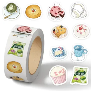 Japanese Style Roll Sticker Cute Cartoon Illustration Decorative Seal Sticker For Journal Laptop Scrapbook