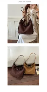 Suede large capacity tote bag women retro casual slouchy shoulder bag hobo handbag
