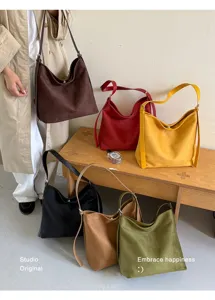 Casual suede large capacity tote bag retro slouchy shoulder hobo crossbody bag for women