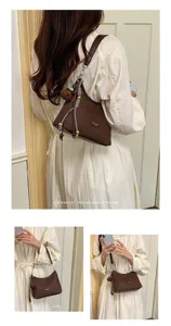 Women vintage retro brown shoulder bag casual chic crossbody handbag daily fashion purse