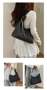 Large capacity retro women's shoulder bag, stylish casual hobo bag for autumn daily use.