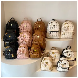 Zaino casual con stampa orsetto, borsa scolastica alla moda con grande capacità.