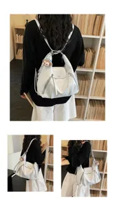 Multi-functional white convertible backpack and shoulder tote bag for women daily commute