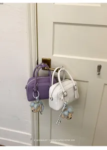 Sac à main Boston coréen chic pour femme, élégant sac bandoulière en cuir PU polyvalent.