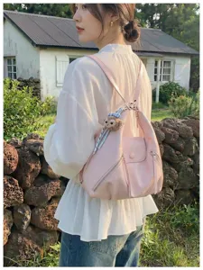 Zaino multifunzionale rosa da donna elegante borsa a spalla casual per uso quotidiano
