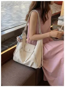 Borsa a tracolla multifunzionale bianca di grande capacità, design elegante per il lavoro quotidiano.