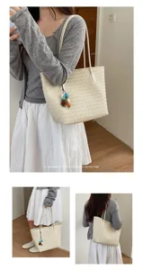 Borsa a tracolla intrecciata donna grande capacità borsa vintage minimalista elegante