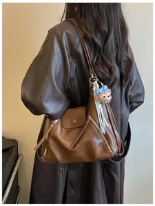 Borsa a tracolla in pelle marrone retro da donna zaino multifunzionale borsa shopper dettaglio