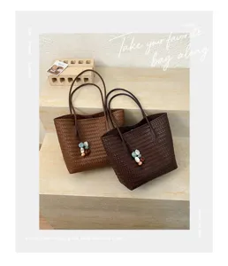 Borsa a tracolla intrecciata retrò grande capacità per donna, elegante borsa tote borsetta.