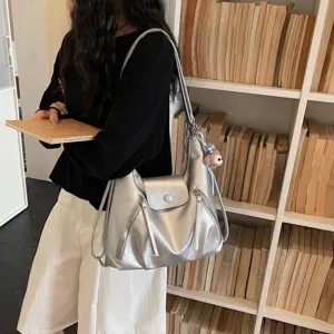 Zaino multifunzionale argento donna grande capacità borsa a tracolla versatile per il lavoro