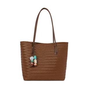 Borsa Tote Tessuta Grande Capacita Donna Autunno Borsa Tracolla Versatile Stile Minimalista