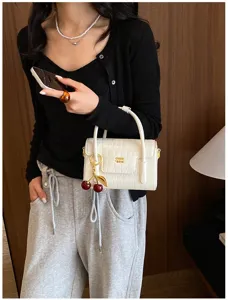 White crocodile pattern women handbag, chic crossbody small square bag for daily outfit.