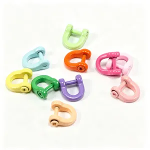 Alloy Colorful Horseshoe Shackle D Ring Screw Pin Buckle Metal Clasp For Car Keychain DIY Handmade Jewelry Making Findings Hardware