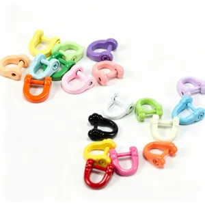 Colorful alloy horseshoe D-shackles metal snap hooks for DIY handmade keychains and crafts accessories