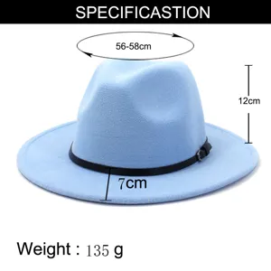 Women fashion wool felt fedora hat wide brim jazz cap for autumn and winter 56-58cm