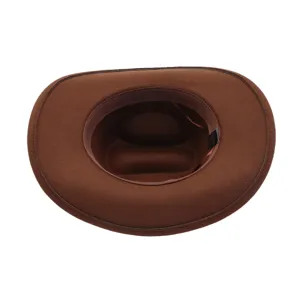 Bruine wollen vilt western cowboy hoed retro fedora jazz hoed voor mannen en vrouwen mode
