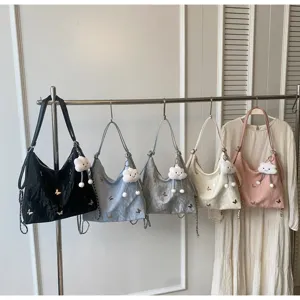 Large capacity butterfly tote bag women casual commuter shoulder backpack with cloud charm