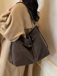 Vintage PU Leather Convertible Backpack Tote Bag Minimalist Large Capacity Shoulder Bag Multi Use Commuting Handbag For Women