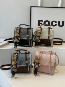 Ensemble de petits sacs à dos élégants pour femmes avec pendentif lapin, PU cuir décontracté.