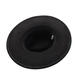 Sombrero negro de fieltro de ala ancha para hombres y mujeres, estilo jazz de ante.