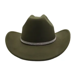 Dark green felt cowboy hat detail, sparkling rhinestone band, western style vintage accessory.