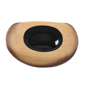 Outdoor sun straw hat with gradient brown wide brim, perfect for summer beach and travel.