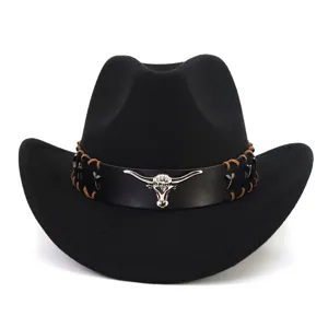 Damen Western Cowboy Hut Britischer Retro Filzhut Fedora Hut Breite Krempe Vintage Jazz Hut