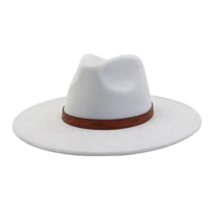 Soft suede flat brim jazz hat wide brim ethnic fedora hat for autumn winter fashion styles