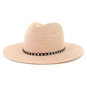 Chapeau fedora en paille pour femme homme ete plage protection solaire tendance detail