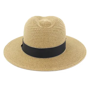 Chapeau de paille femme élégant chapeau de soleil plage fedora été voyage protection solaire