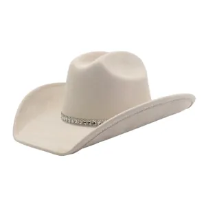 Cappello Fedora da Cowboy Occidentale Suede Tesa Larga Cappello da Sole Con Fascia in Strass Cappello Retro Gentleman Cowgirl Per Uomo Donna