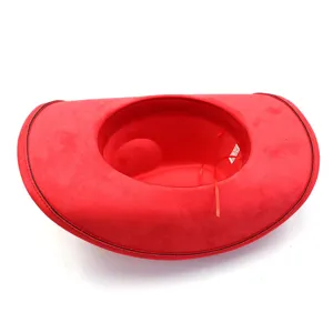 Red suede cowboy hat with wide brim, classic western style fedora cap for men and women couple fashion