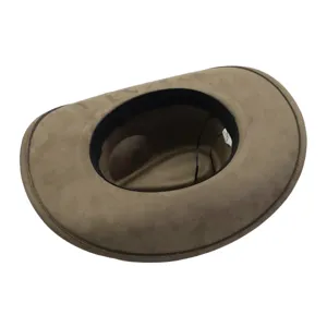 Clásico sombrero de vaquero de ante con ala enrollada, fedora vintage elegante para hombre y mujer.