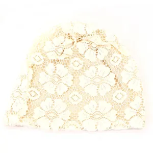 Women floral lace beanie cap, elegant slouchy cap for casual wear, breathable spring summer hat.