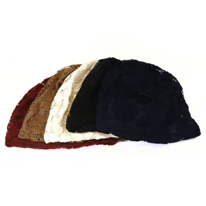 Women's floral lace beanie hat slouchy chemo cap breathable fashion headwear for daily wear
