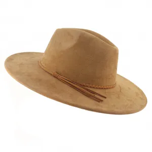 Unisex Suede Fedora Hat Wide Brim Panama Jazz Cap Gentleman Retro Vintage Casual Winter Fall Sun Hat For Men Women