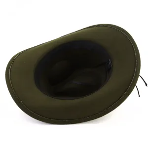 Dunkelgrüner Fedora Wollfilzhut für Damen, vintage Western Stil Jazz Kappe für Herbst Winter.