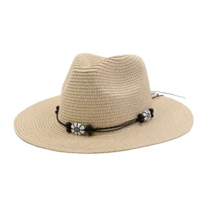 Summer wide brim straw sun hat for men and women outdoor beach travel UV protection stylish.