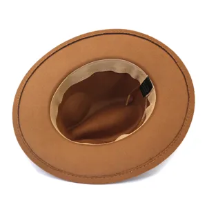 Klassieke wollen vilt fedora hoed voor heren en dames, brede platte rand jazzhoed.