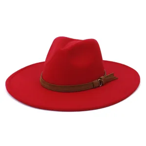 Chapeau Fedora Unisexe Large Bords Feutre de Laine Chapeau Jazz Rétro Vintage Chapeau Panama Hiver Chaud Chapeau Derby Pour Hommes Femmes