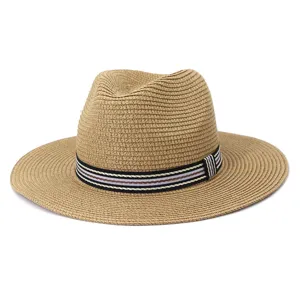 Unisex Britse Stijl Fedora Strohoed Zomer Strand Zonnehoed Geweven Panamahoed Voor Buiten Reizen Mannen Vrouwen