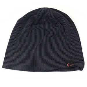 Men's stylish slouchy ribbed beanie hat, comfortable solid color knit skull cap for daily wear