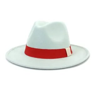 Chapeau fedora en feutre de laine a large bord pour homme et femme, style jazz.