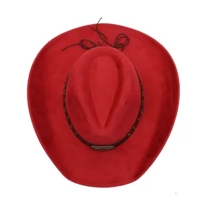 Sombrero de vaquero occidental de ante rojo para mujer hombre vintage ala ancha sombrero jazz