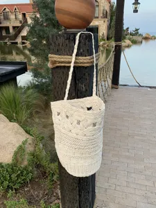 Borsa Tote Intrecciata a Mano Corda Borsa a Spalla Secchiello Grande Capacita Con Custodia Interna in Canvas da Donna Vacanza Mare