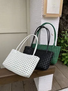 Woven beach bag summer tote bag casual hollow basket handbag commuter travel hand bag
